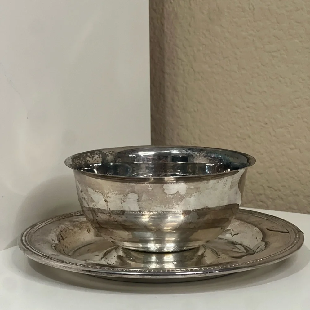 Vintage | Silver-Plated Pedestal Bowl with Attached Base
